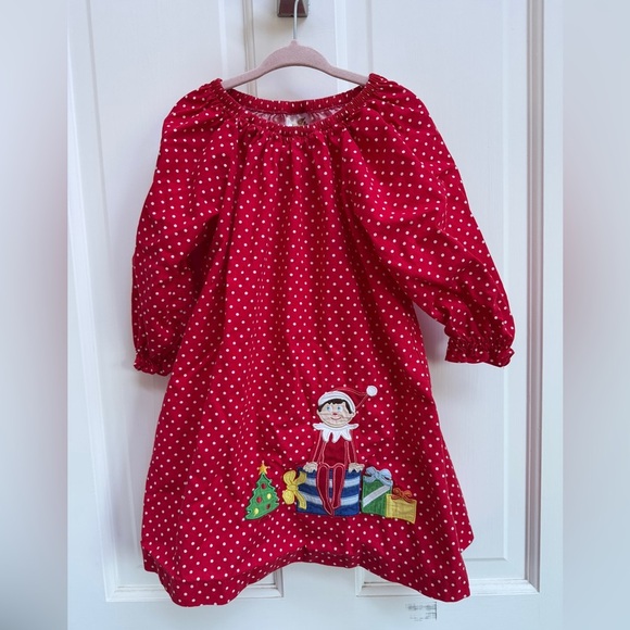 The Elf on the Shelf 2T Red Polka Dot Long Sleeve Flowy Christmas Holiday Dress - Picture 1 of 6